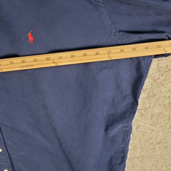 Ralph Lauren Big & Tall 3XB Navy Blue Button Long Sleeve Shirt Red Pony Logo - Picture 7 of 9